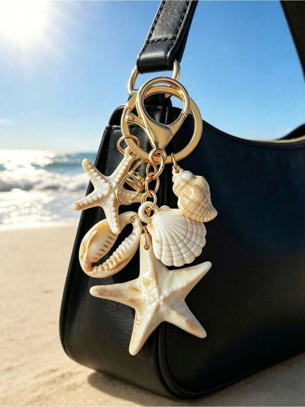Seashell Starfish Keychain Bag Charm - Picture 3 of 8